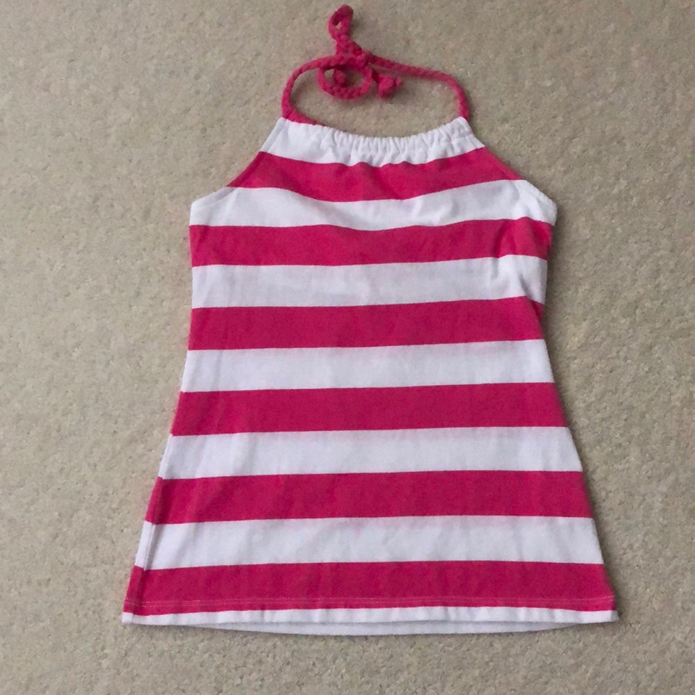 SO Girls Pink & White Striped Halterneck Top Sz M 10/12
